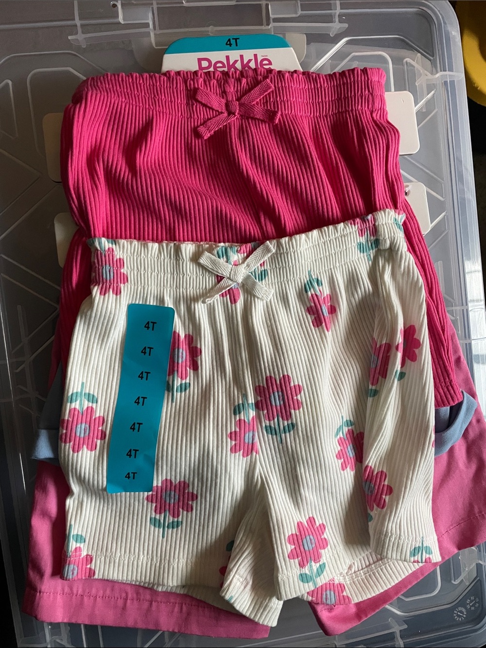 Girls' 4-pack Pink Floral and Solid Shorts - 4T